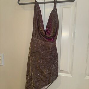 Fashion Nova Purple Sparkly Mini Dress